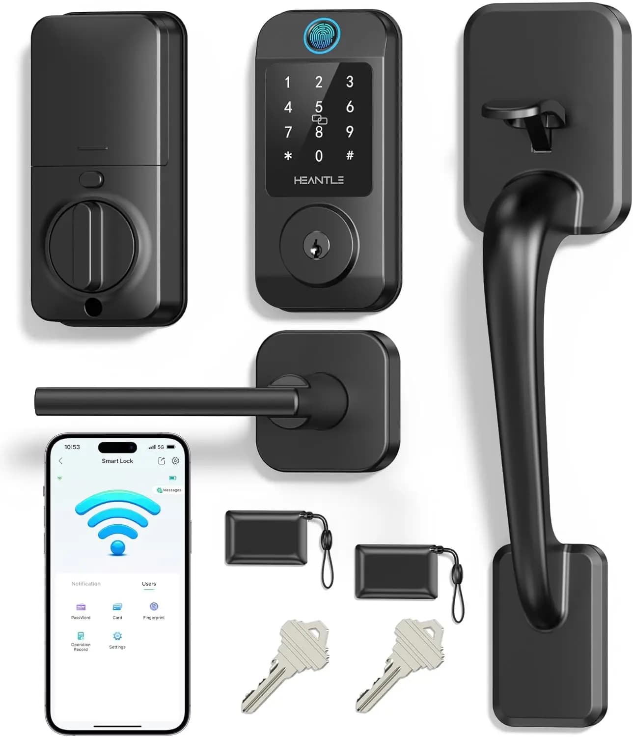 Set Serratura Intelligente WiFi per Porta d'Ingresso con Impronta Digitale, Accesso Senza Chiave, Compatibile con Alexa e Google Assistant