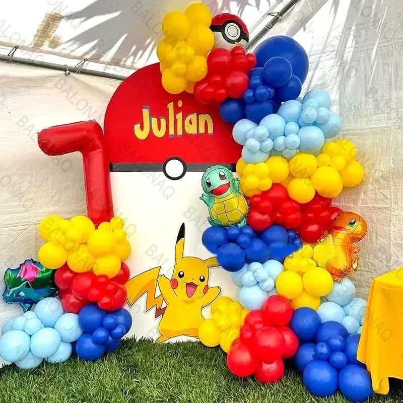 128 pezzi Pokemon Palloncini per feste Kit arco Palloncino Pikachu Decorazione festa di compleanno per bambini Baby Shower Giocattolo per bambini Regalo