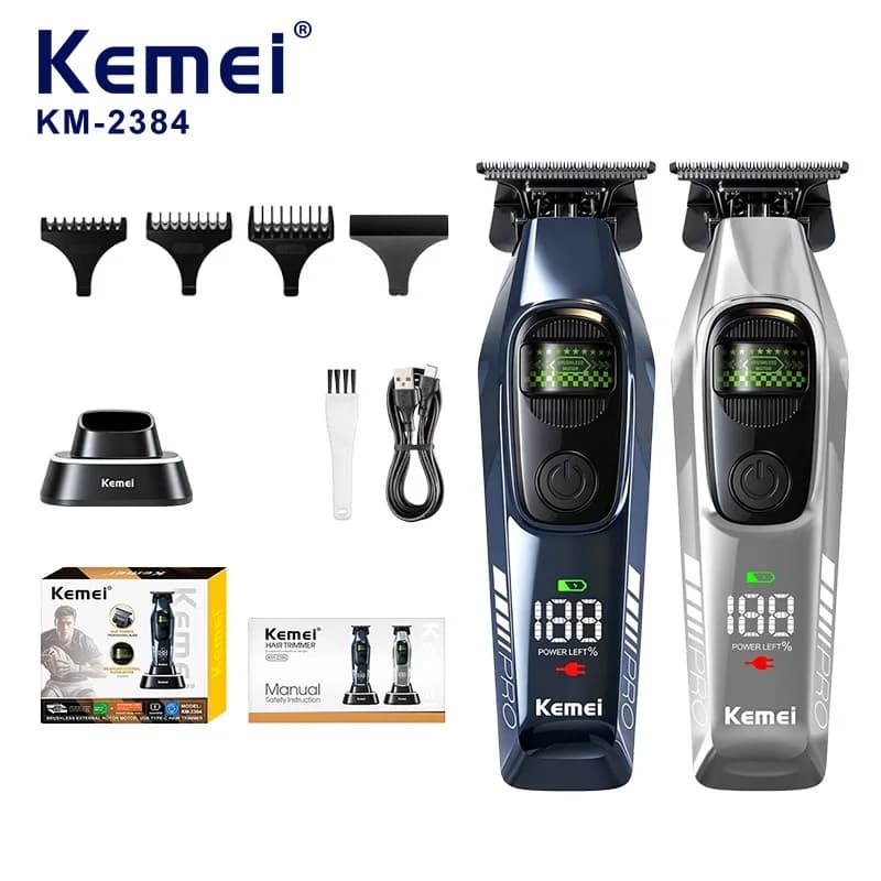 KEMEI Km-2384 Men's Hair Cutter Brushless 8000RPM Motor Powerful 2500mAh Charging Dock Quality Salon Beard Trimmer CE Supplier