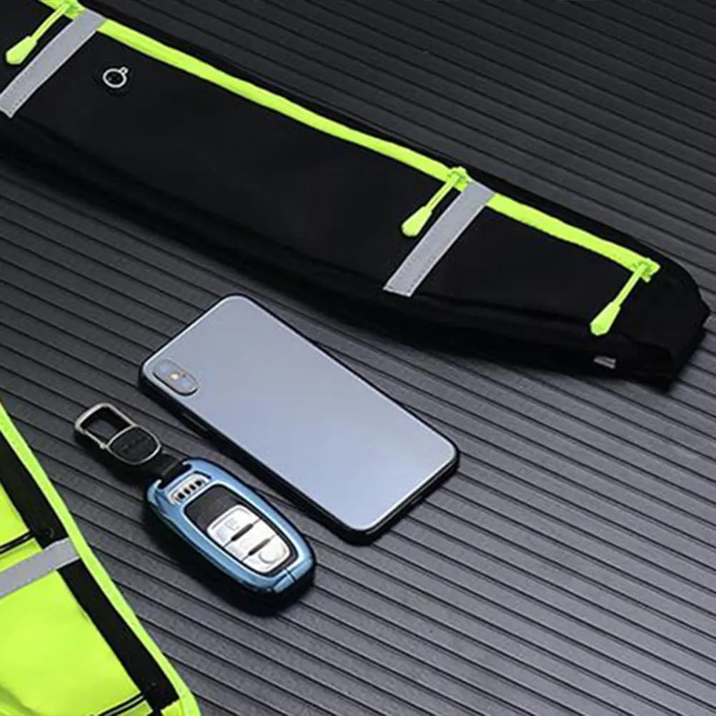 Black, Lightweight and Waterproof, with Adjustable Reflective Belt for Phone and Keys, Ideal for Fitness and Hiking