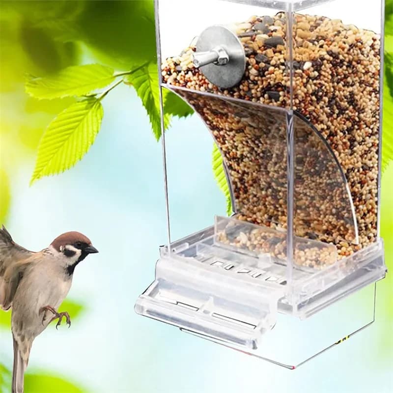 No Mess Automatic Bird Feeder Acrylic Seed Food Container Drinker for Small Medium Parakeets Cage Accessories