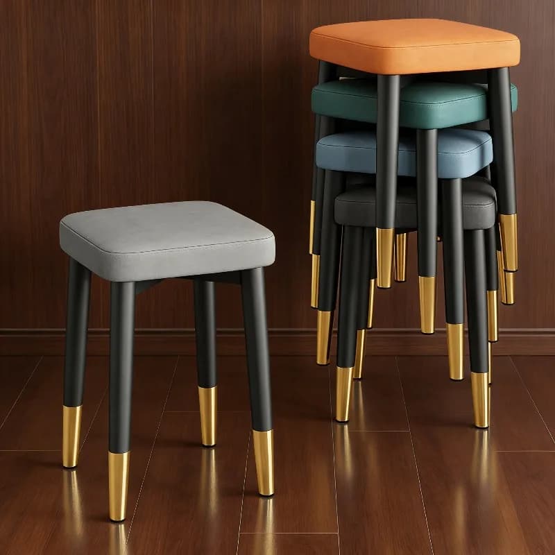 Sgabello da Pranzo Moderno Imbottito, Sgabello con Gambe Incrociate e Copertura Dorata per Soggiorno, Camera da Letto, Ufficio, Arredamento Casa
