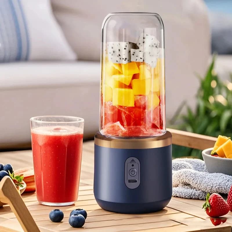 Frullatore Portatile 400ml, Spremiagrumi Elettrico USB, Tazza per Succhi di Limone e Arancia, Frullatore per Smoothie con 2 Contenitori
