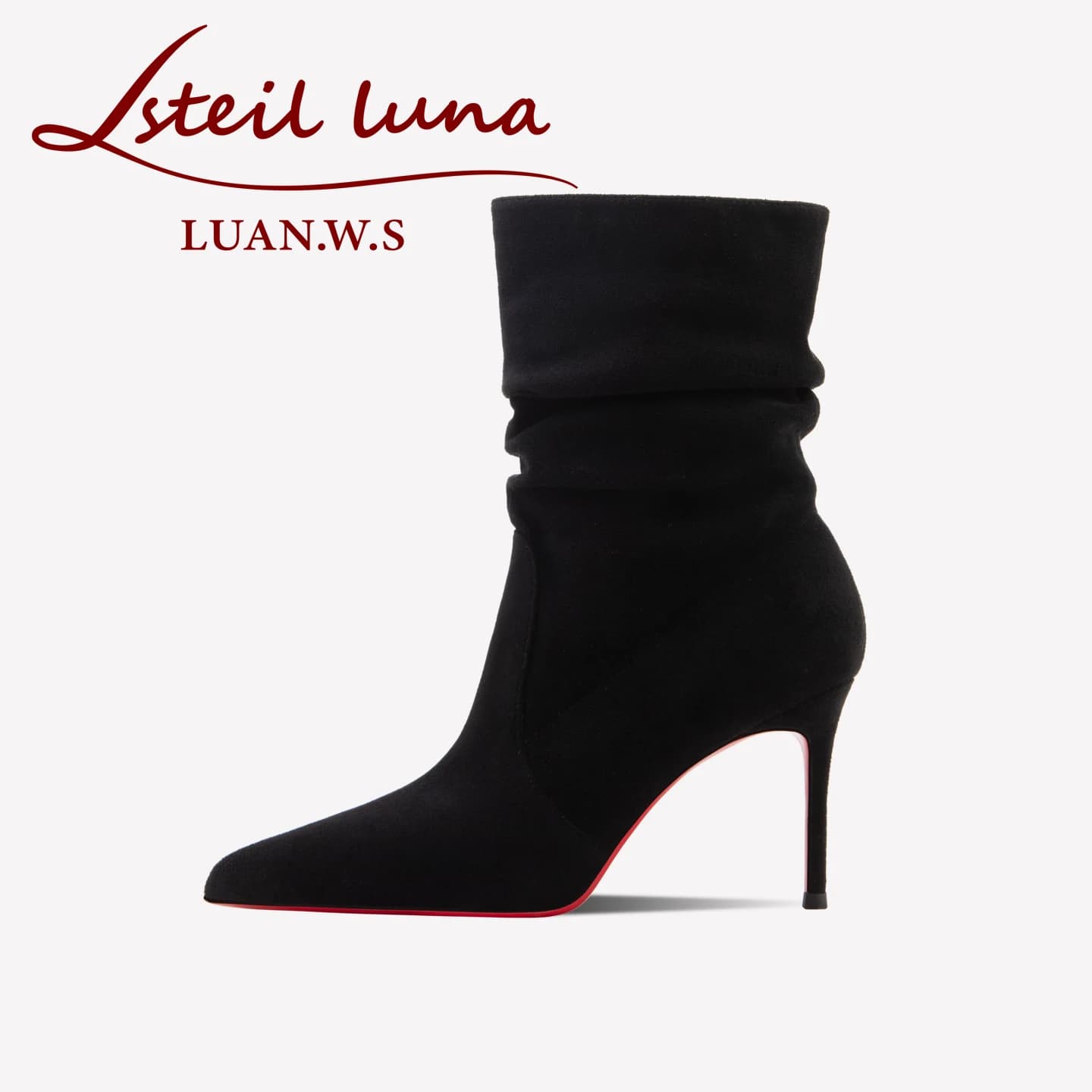 Stivaletti da donna invernali 2025 Fondo rosso lucido a punta Stivali elasticizzati moda autunno piega Scarpe da donna con tacco alto Stivaletti
