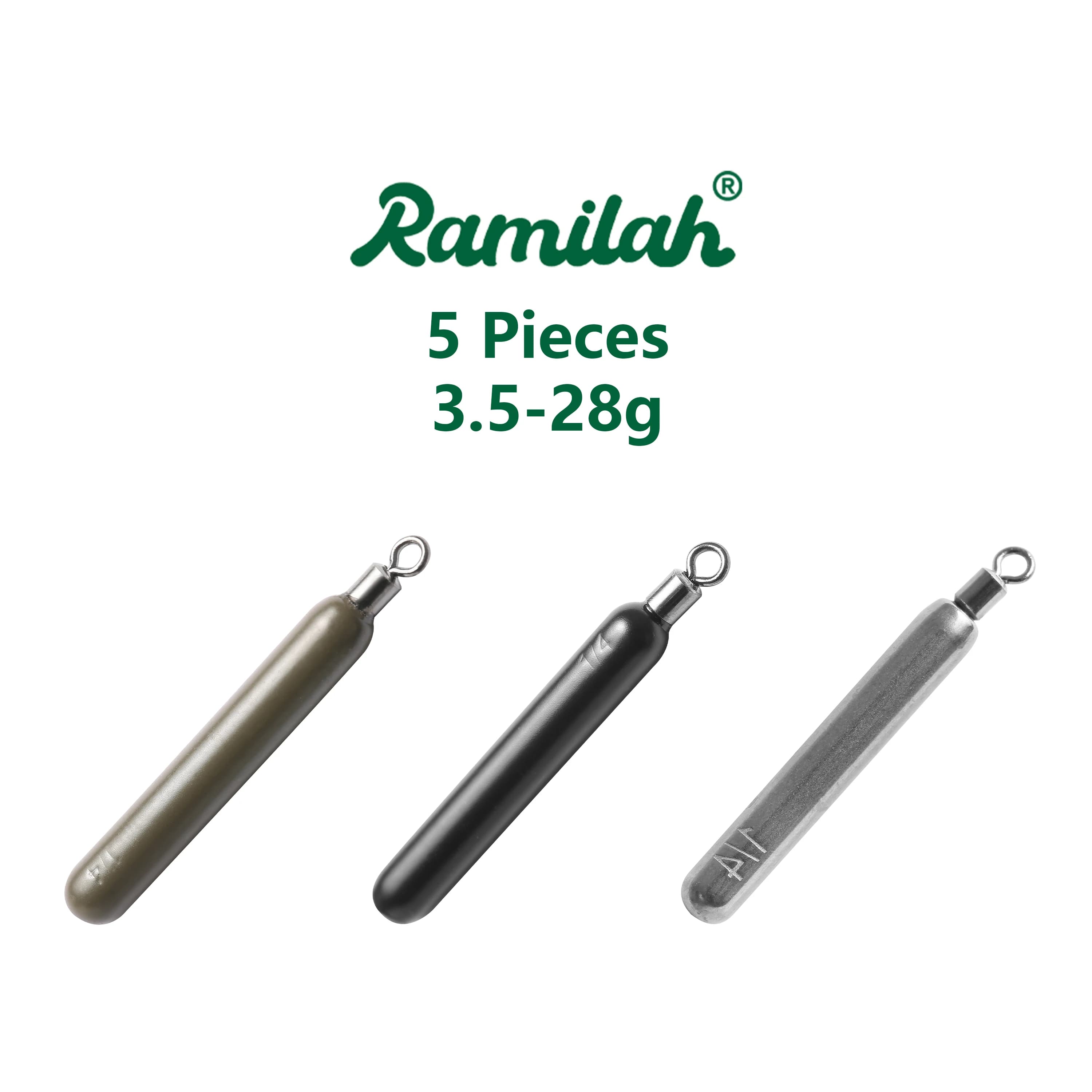 5 pieces 3 colors 3.5 g-28 g without tungsten skinny drop ball tube shooting weights fishing accessories