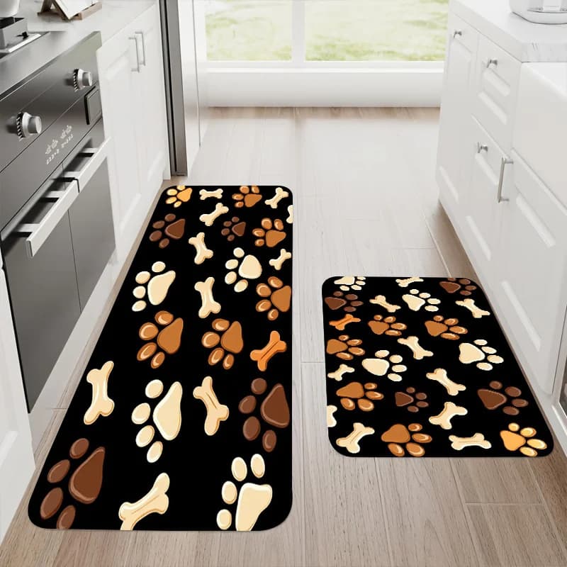 Tappeto con stampa di zampe di cane, stile cartone animato, tappetino morbido antiscivolo per soggiorno, camera da letto, decorazione domestica