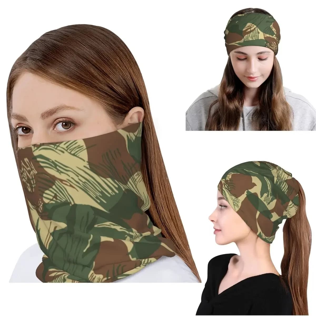 Rhodesian Brush Stroke Camouflage Bandana Neck Gaiter Mask Scarf Multifunction Balaclava Beanies Hat for Men Women Adult