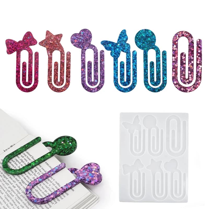 Stampi in silicone per resina epossidica di cristallo fai-da-te Segnalibro Porta graffette Specchio lucido Forniture artigianali di cancelleria per la decorazione domestica dell'ufficio