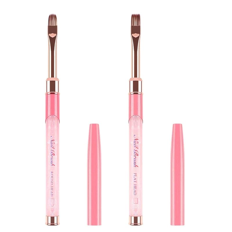 1/2 Pezzi Pennello Rosa per Colla per Unghie, Penna per Gel UV, Pennello per Pittura Acrilica, Strumento Professionale per Manicure