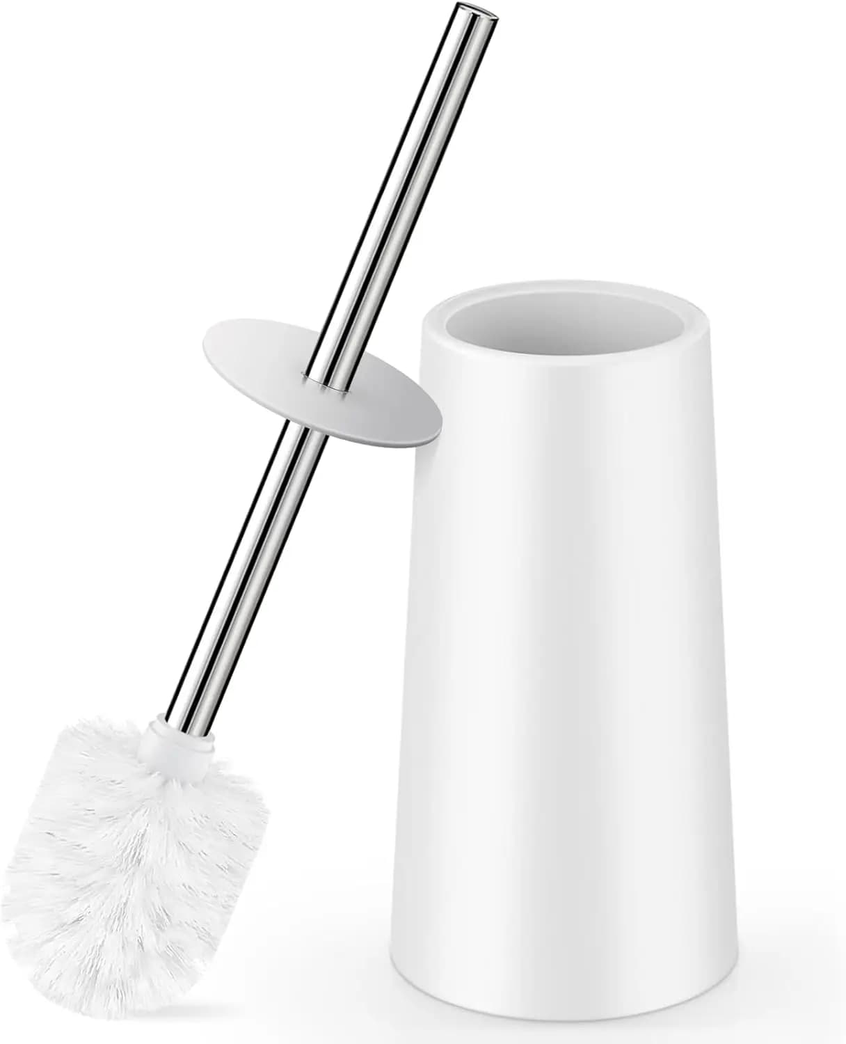 Set di spazzole e supporti per WC, manico lungo in acciaio inossidabile 304, setole per una pulizia efficiente, bianco
