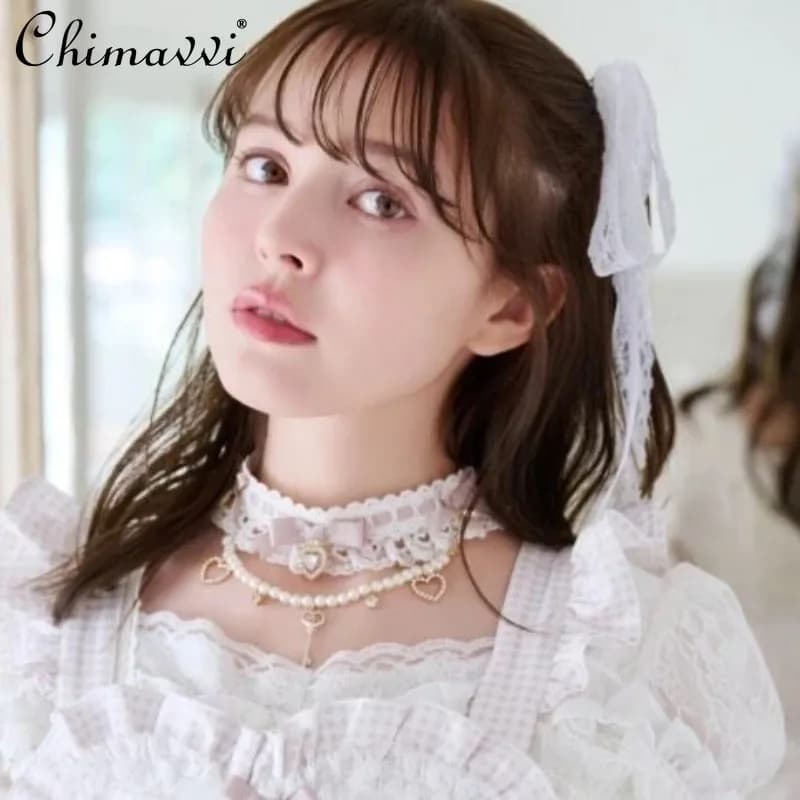 Collana da Donna Liz Stile Giapponese con Ciondolo a Fiocco e Perla, Nuova Collezione 2026, Elegante Ornamento per il Collo