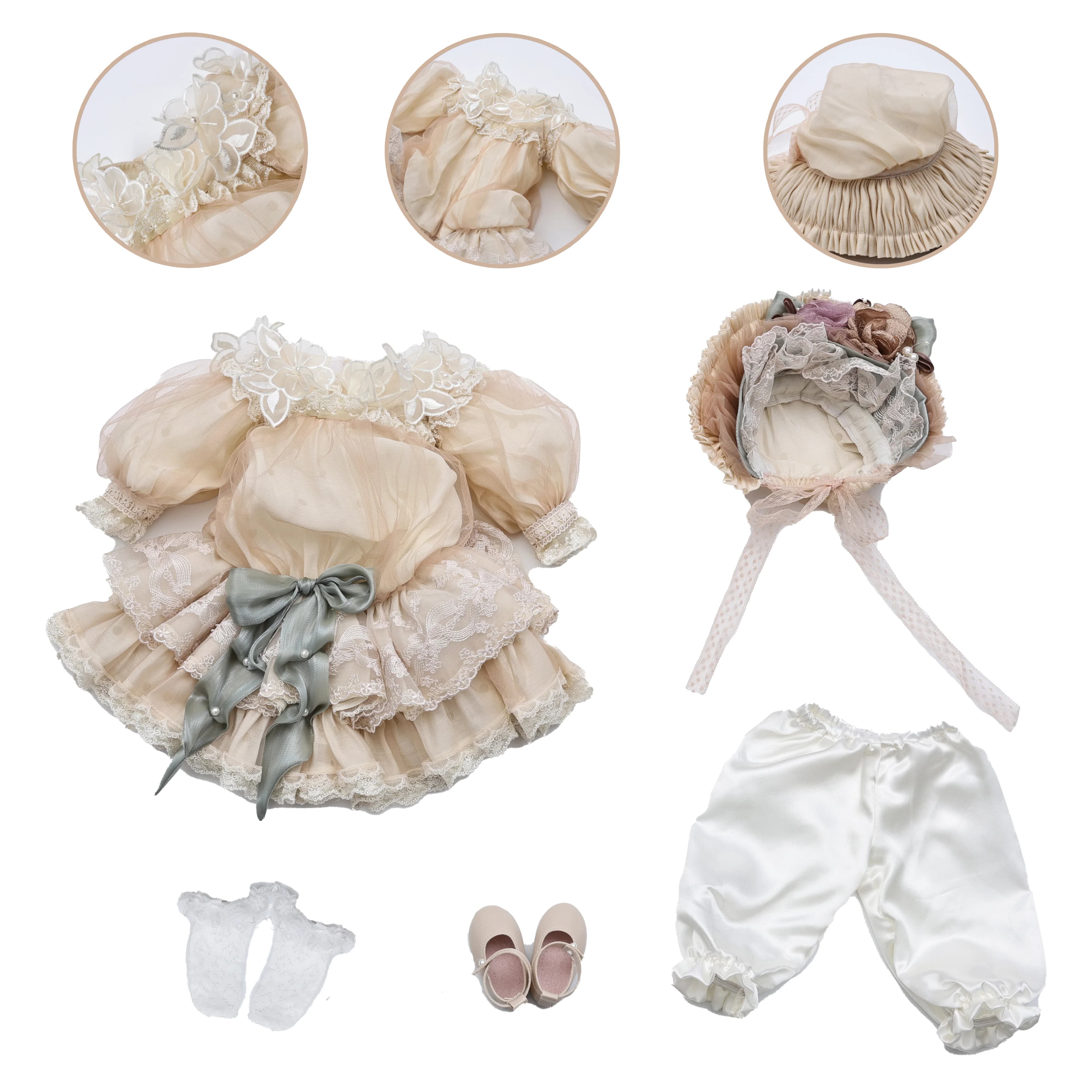 35 pezzi di vestiti per bambole rinate Cloveray, design adatto per bambole da 20 pollici che si vestono, giochi di ruolo vittoriani, accessori per vestire