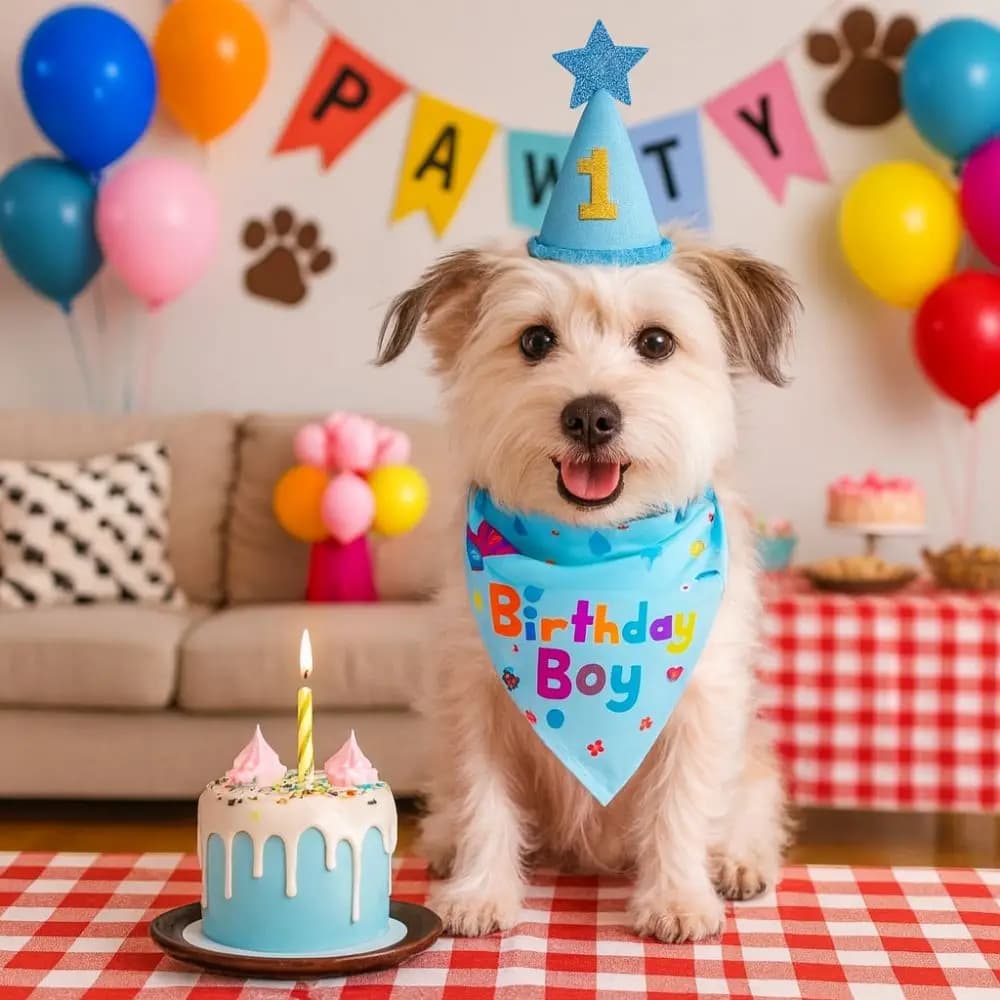 Set di cappelli di compleanno per cani carini con paillettes regolabili Cappellini di compleanno per animali domestici colorati con numeri Papillon Bavaglino di compleanno per cani Festa di compleanno per animali domestici