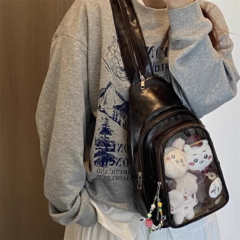 JIAERDI Anime Ita Borsa adatta per bambola da 20 cm Zaino spazioso in pelle da donna Borsa a tracolla trasparente multifunzionale da donna 2025 Nuovo