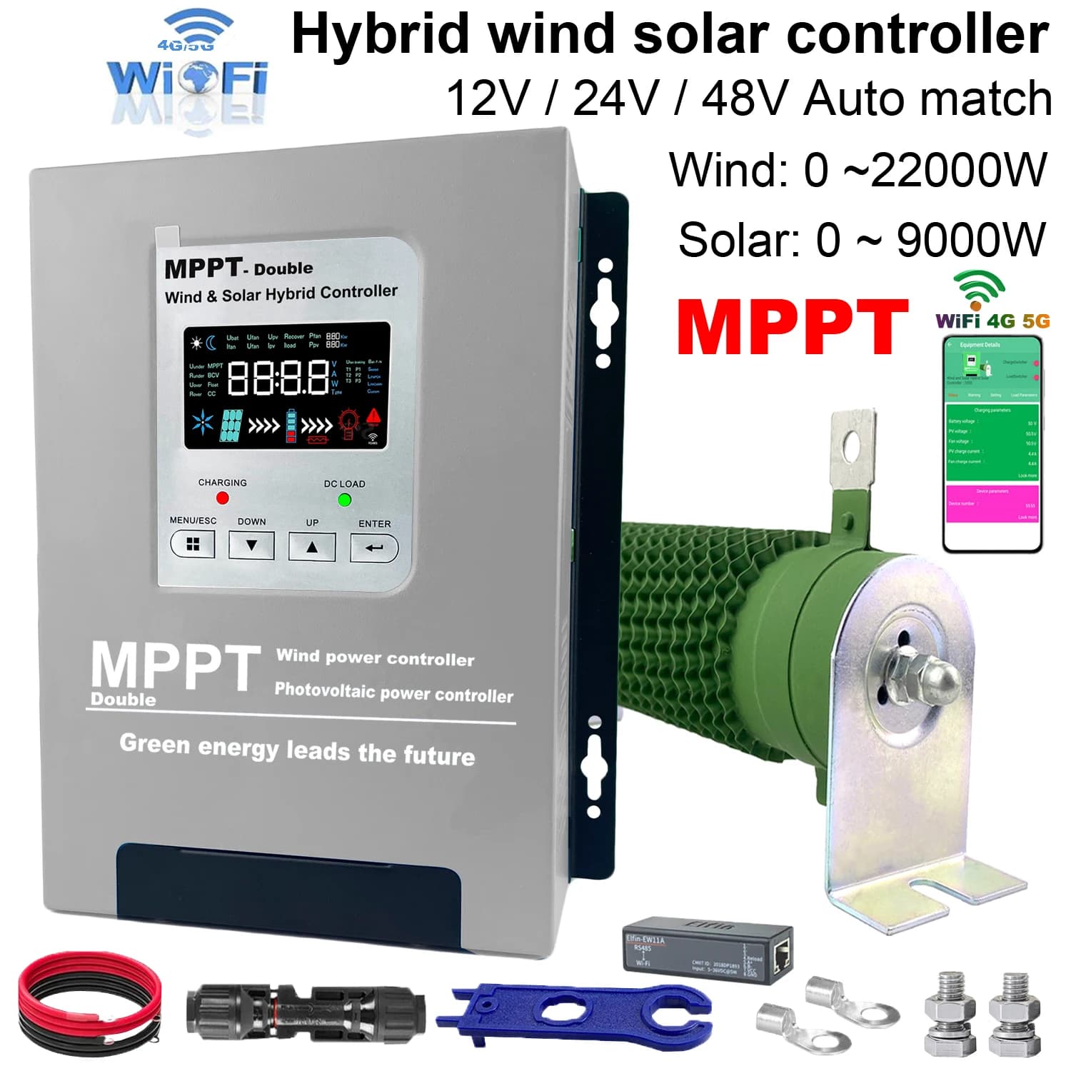 12V 24V 48V 4000W WIFI Wind Solar Hybrid Controller 160A 100A 80A Solar Panel Wind Turbine MPPT Board Battery Charging Regulator