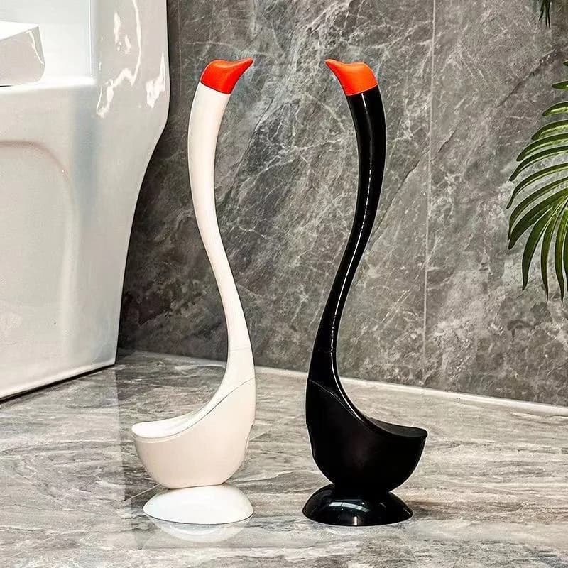 Set di spazzole per WC a forma di cigno con supporto, spazzola per la pulizia del bagno con manico lungo, accessori per la pulizia del WC facili da usare