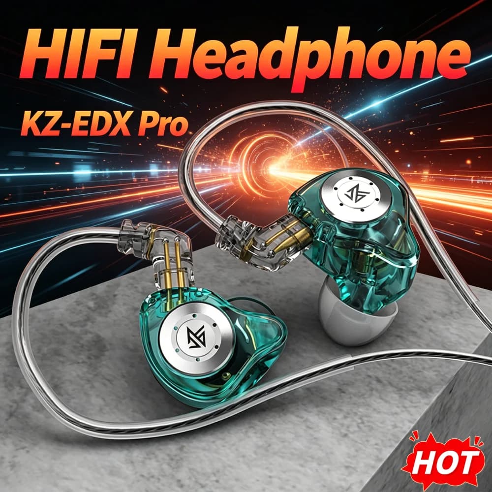 Auricolari cablati KZ EDX Pro HiFi Bass con jack da 3,5 mm, cancellazione del rumore, per appassionati di musica e gaming