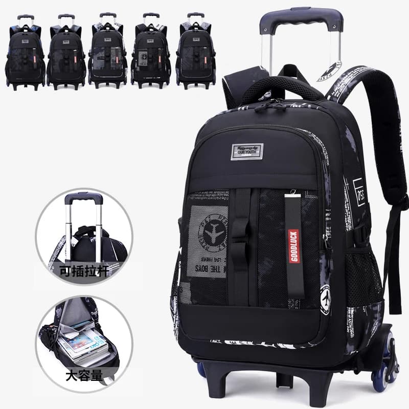 Borsa trolley da scuola per adolescenti Ragazzo Bambini Studente Zaino con ruote Borsa da scuola con ruote Borse da viaggio con ruote