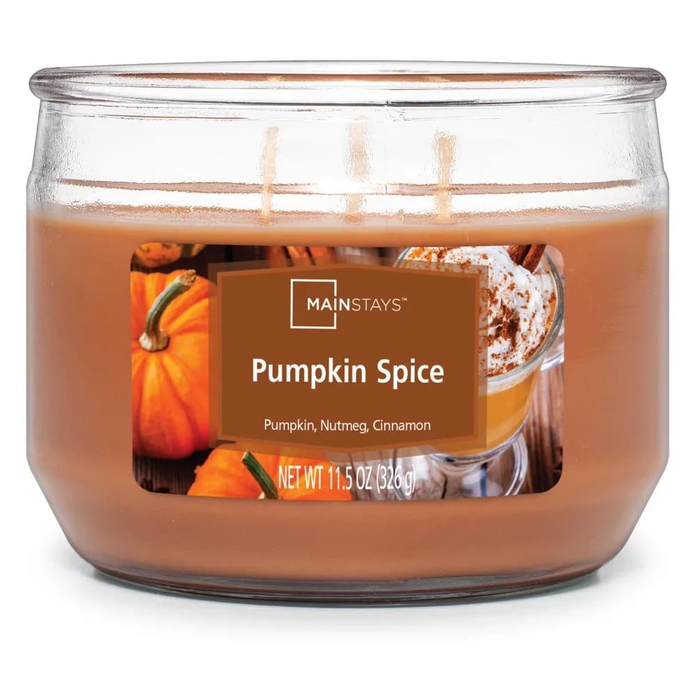 Pumpkin Spice Scented Three Wick Large Jar Candle for Home Fall Autumn Thanksgiving Decor Soy Wax Handmade Aromatherapy Gifts Cozy Warm Spicy Holiday Season Living Room Bedroom Decorations Long Burning Time Relaxing