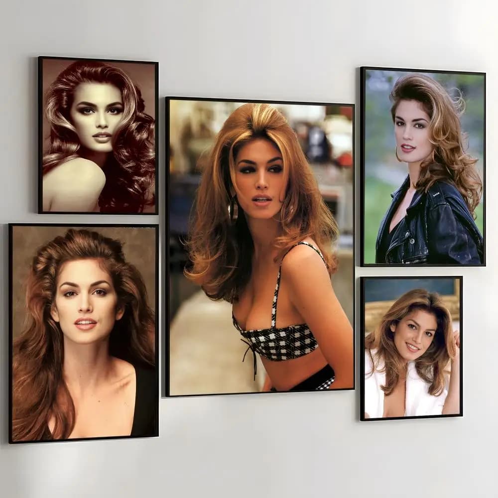 C-Cindy C-Crawford Model Painting Calligraphy Self Adhesive Wall Art Waterproof Print For Bedroom Living Hallway Home Decor