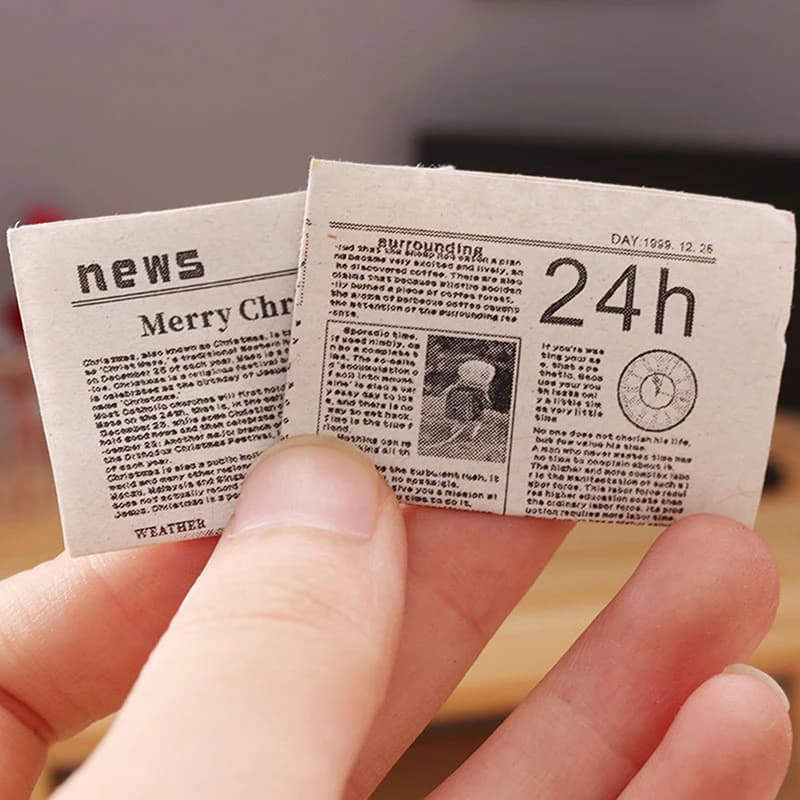 Set di Giocattoli e Accessori per Casa delle Bambole 1/12, Modello di Mobili in Miniatura, Giornale Retrò Simulato