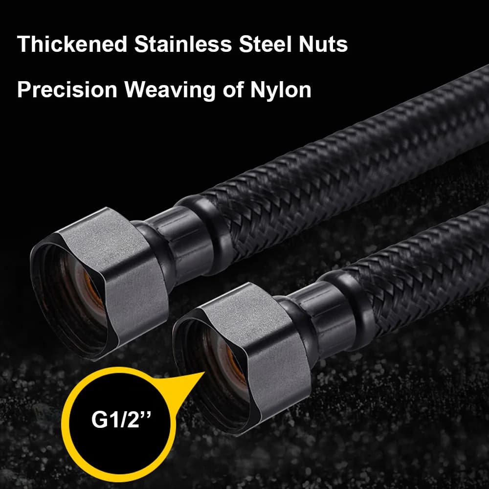 30/40/60/80cm Nylon Braided Inlet Tube Black Water Faucet Pipe Warmer Wc Connection Mixer Hot Cold Input Pipe Kitchen