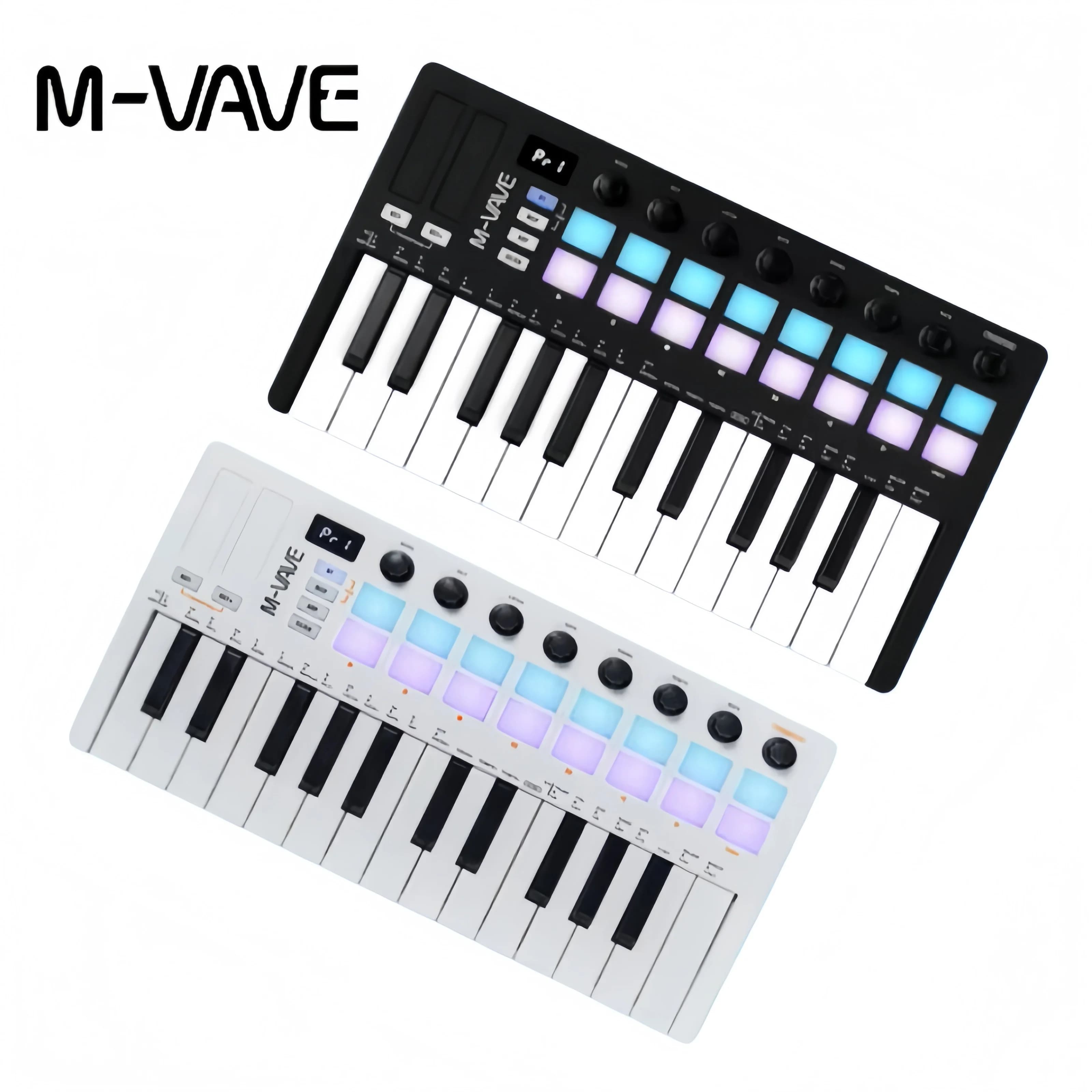 Controller MIDI M-VAVE SMK-25 II, 25 Mini Tasti, 16 Pad RGB per Drum, 8 Manopole, USB con Software DAW per Produzione Musicale