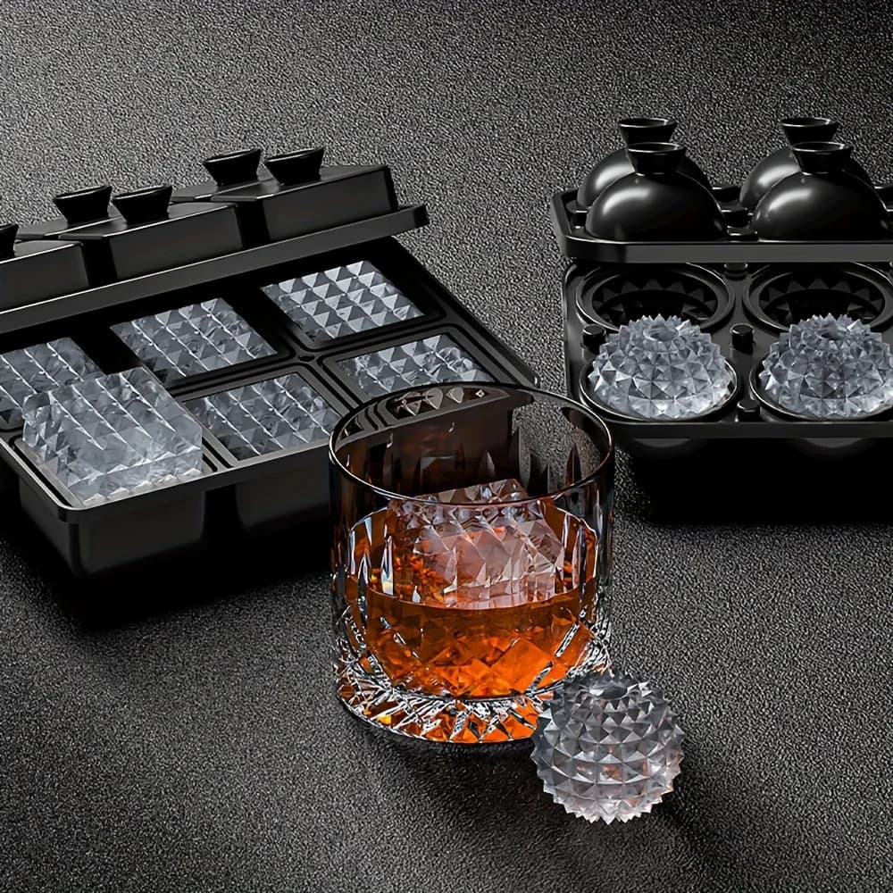 Vassoio per cubetti di ghiaccio in silicone a sgancio facile con imbuto - Design impilabile a tenuta stagna per whisky e bevande - Perfetto per feste e casa