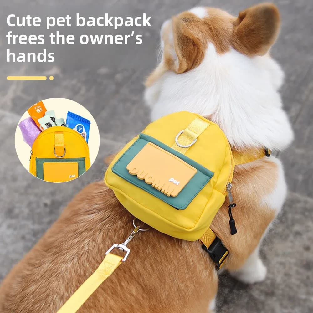 Zaino scolastico a forma di cartone animato, zaino da viaggio per animali domestici, accessori per animali, guinzaglio per cani, accessori per cuccioli, collare per gatti
