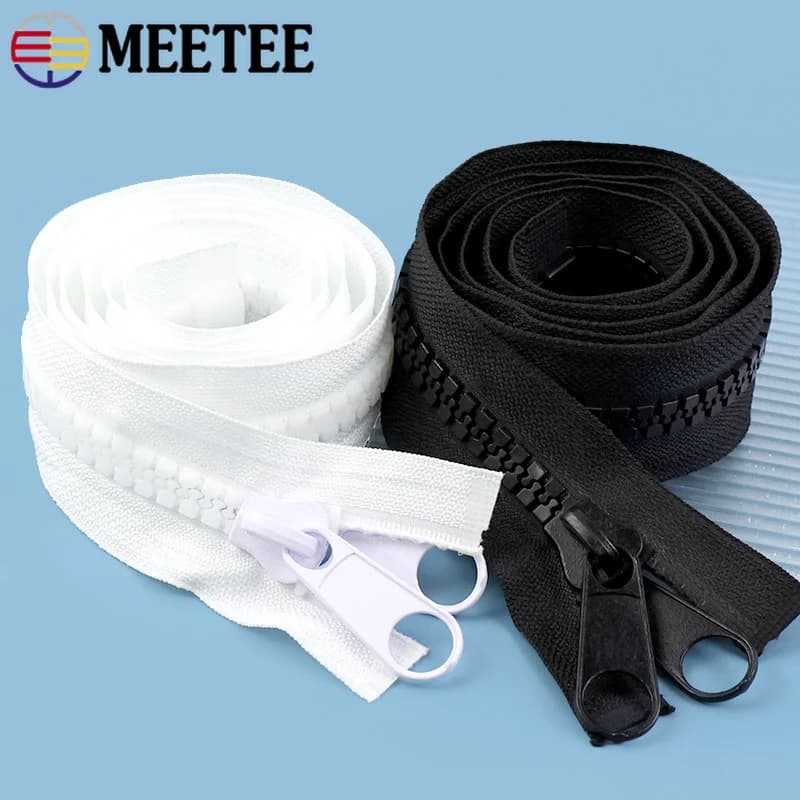 Meetee 10 da 60-500 cm # Cerniera in resina con cursore singolo/doppio lato per giacca tenda cerniere lunghe kit di riparazione accessori per cucire fai da te