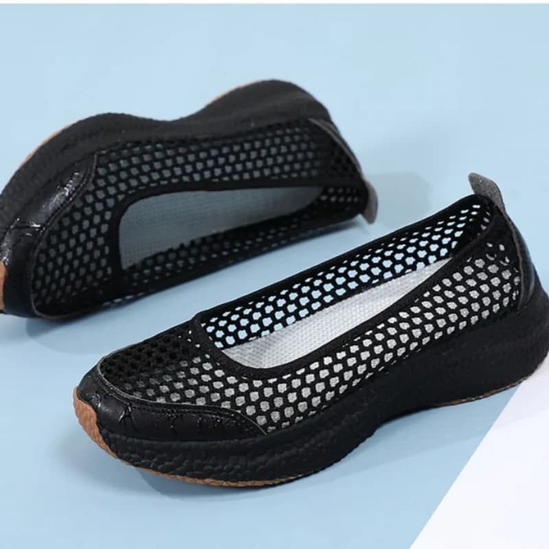 Women's Shoes Summer Mesh Breathable Casual Shoes Lightweight Comfort Slip on Loafers Hollow Out Shoes Shallow Mouth Single Shoe