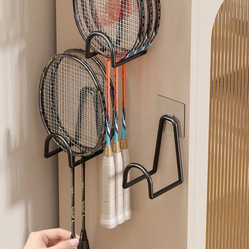 Wall bracket for Badminton Rackets, Without Drilling, Wall decal, Metal shelf for Tennis Rackets and Pickleball