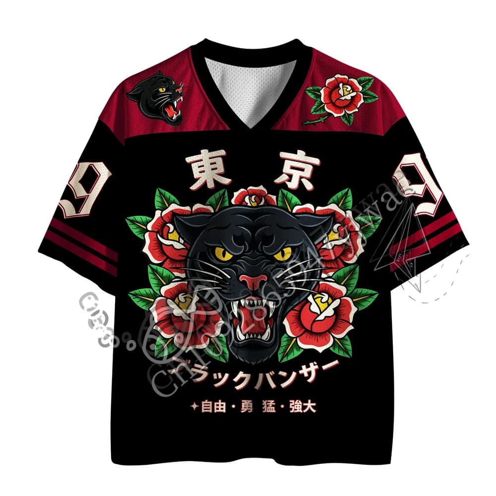 Japan Tiger Savage No. 99&Circle Dragon Retro Cat Samurai Mesh Jersey 3D Retro Jersey Breathable Top Summer Adult Kid's T-shirts