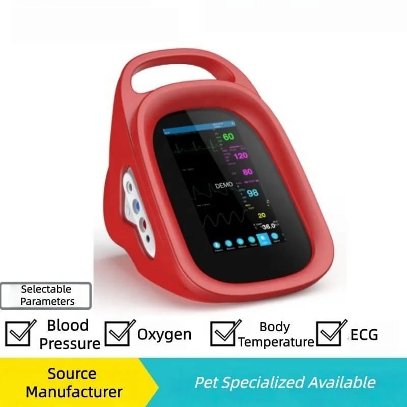 Ranlraka Portable 5.5" Touchscreen Veterinary Patient Monitor CE Declared Multi-Parameter Device for Blood Pressure EtCO2 SpO2