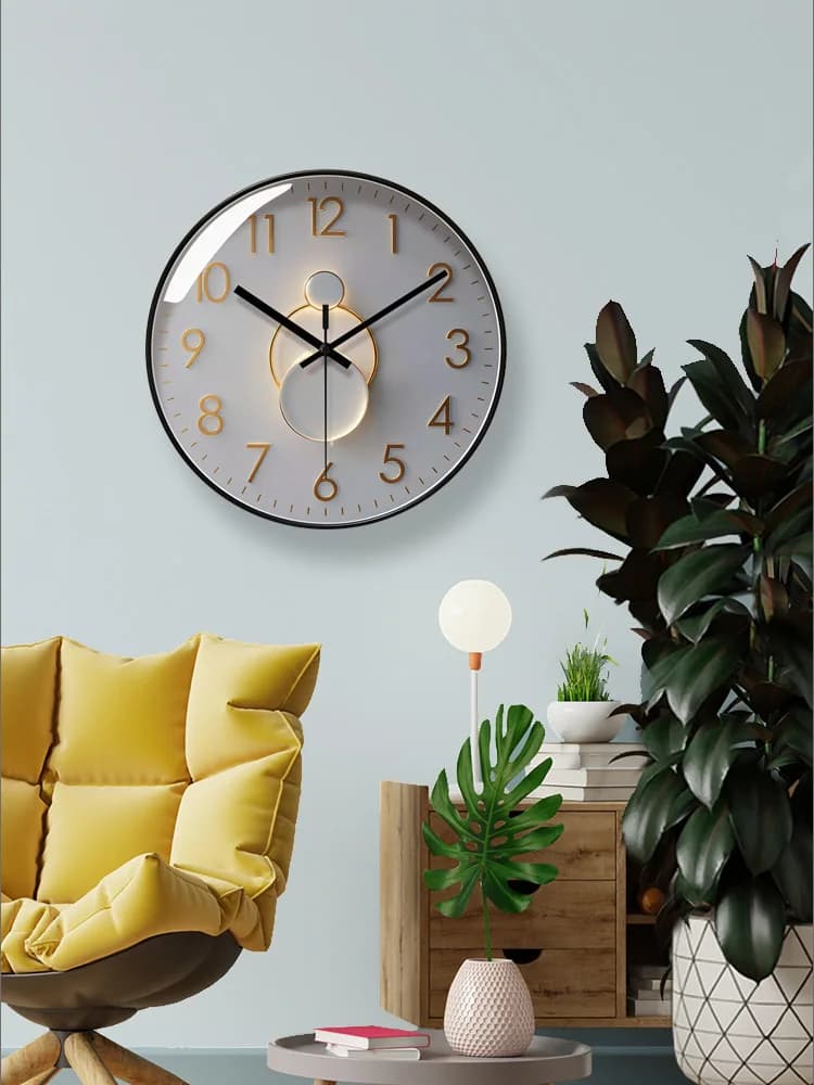 7149 Modern Quartz Clock Simple Light Luxury Light Shadow Wall Clock Home Living Room Silent Sweep Second Wall Watch