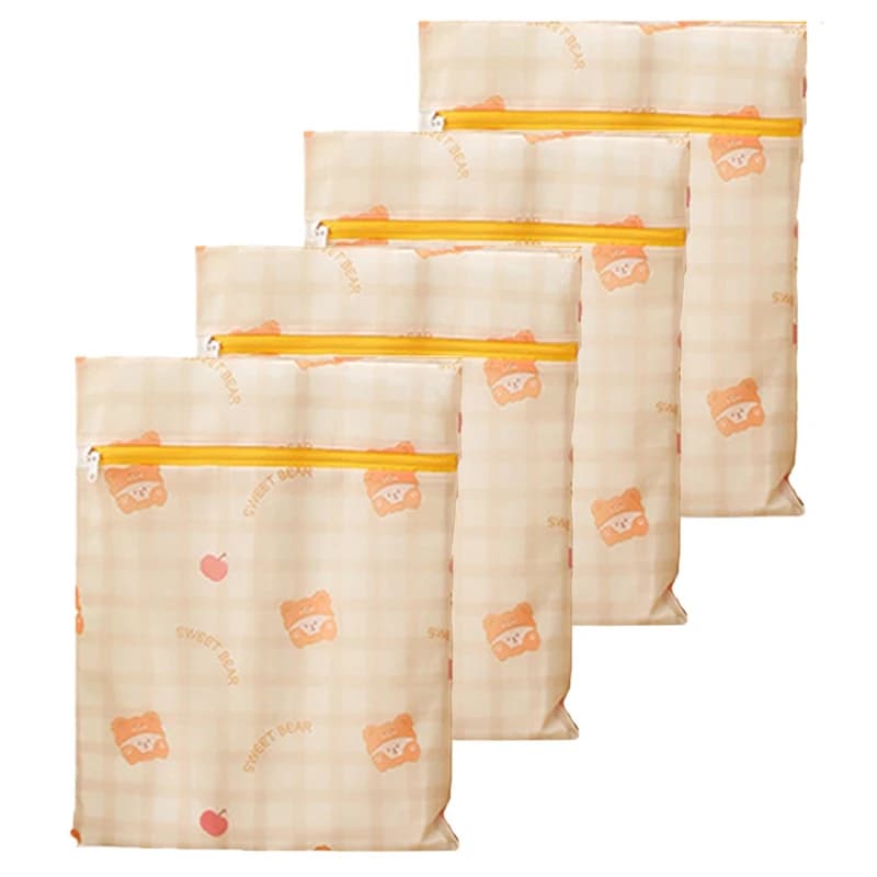 Fine mesh laundry bags with bear print, durable clothes washing bags, underwear anti-deformation bags, large storage case