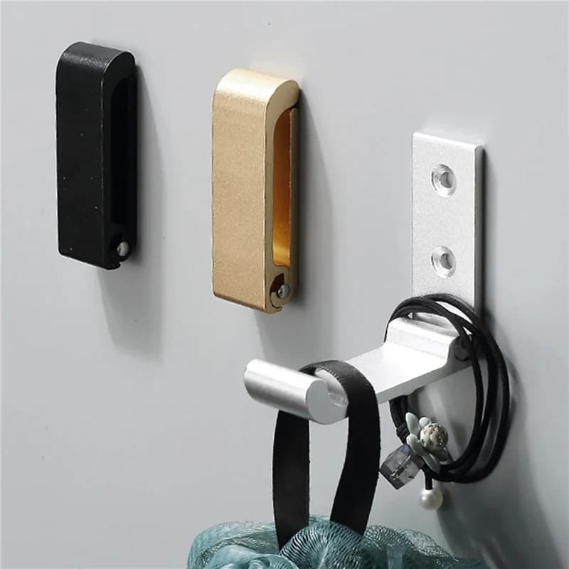 Folding Hooks Wall Door Clothes Coat Hat Bags Dresses Aluminum Alloy Kitchen Bathroom Hooks for Anti Rust Towels Folding Single Hook