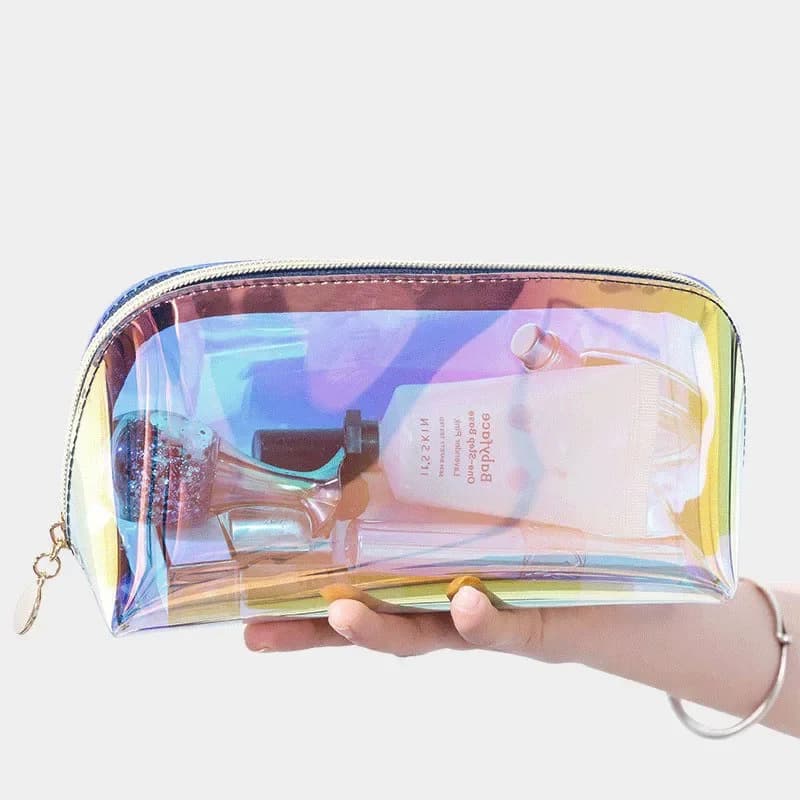 Laser Ins Style Cosmetic Korean Bag for Semicircle Travel Makeup Bag for Portable Gnot Shape Transparent Washing Brushes