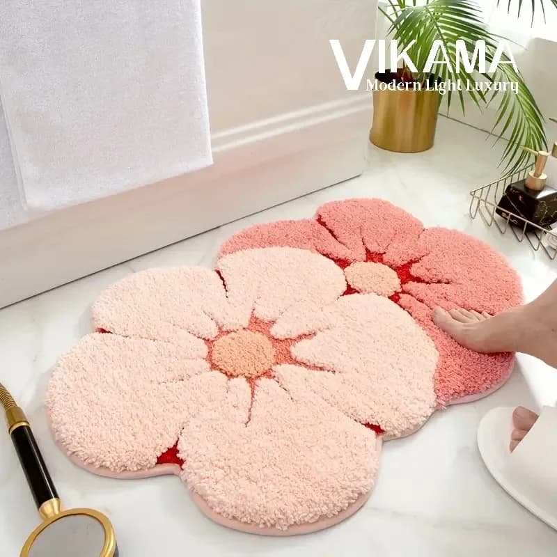 tappetino da bagno carino a forma di fiore Tappeto soffice e morbido per coperta da bagno in peluche Tappetino per doccia assorbente antiscivolo in microfibra