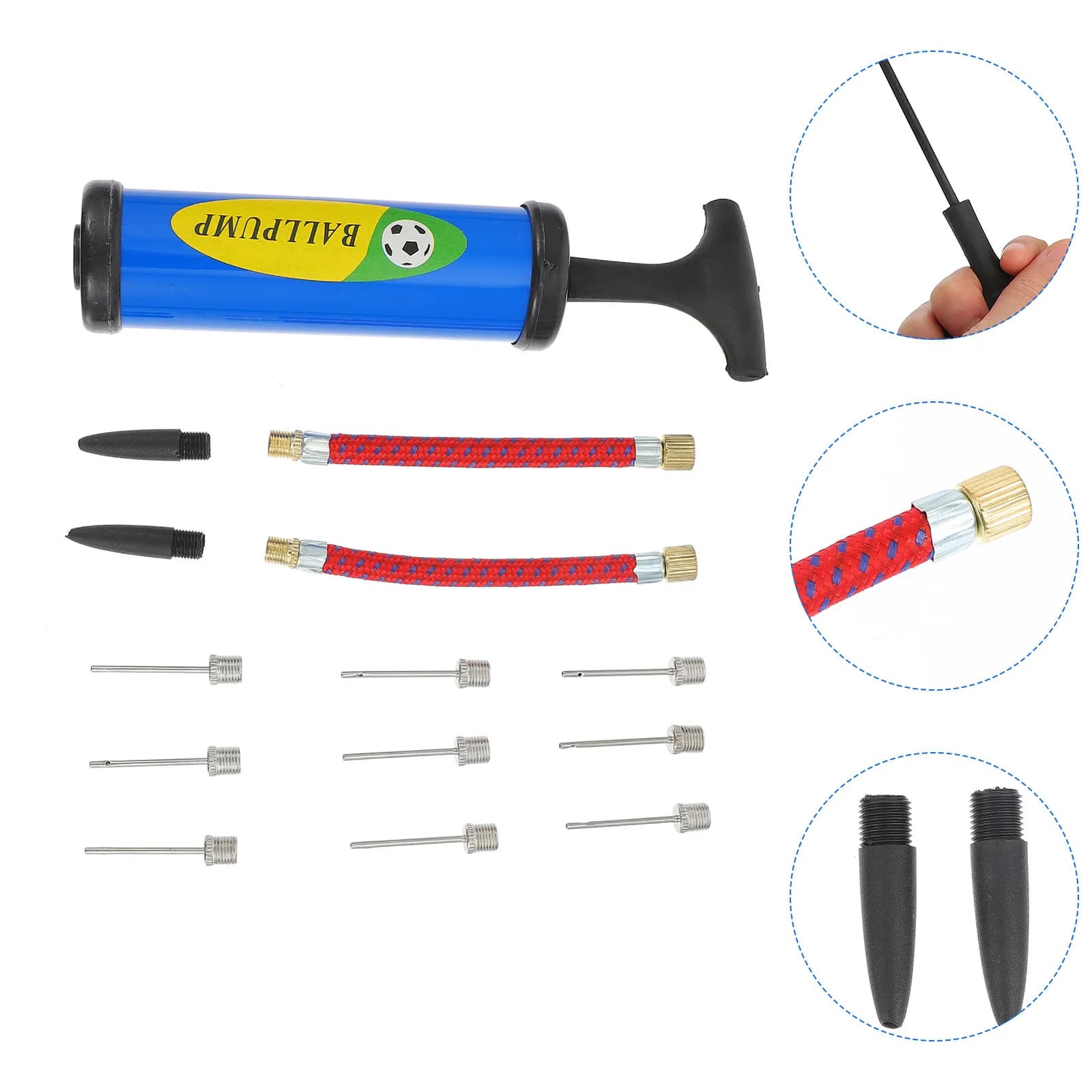 1 set of pumps for balloons, manual inflating kit, mini pump for football, basketball, yoga, portable inflating tool for team sports