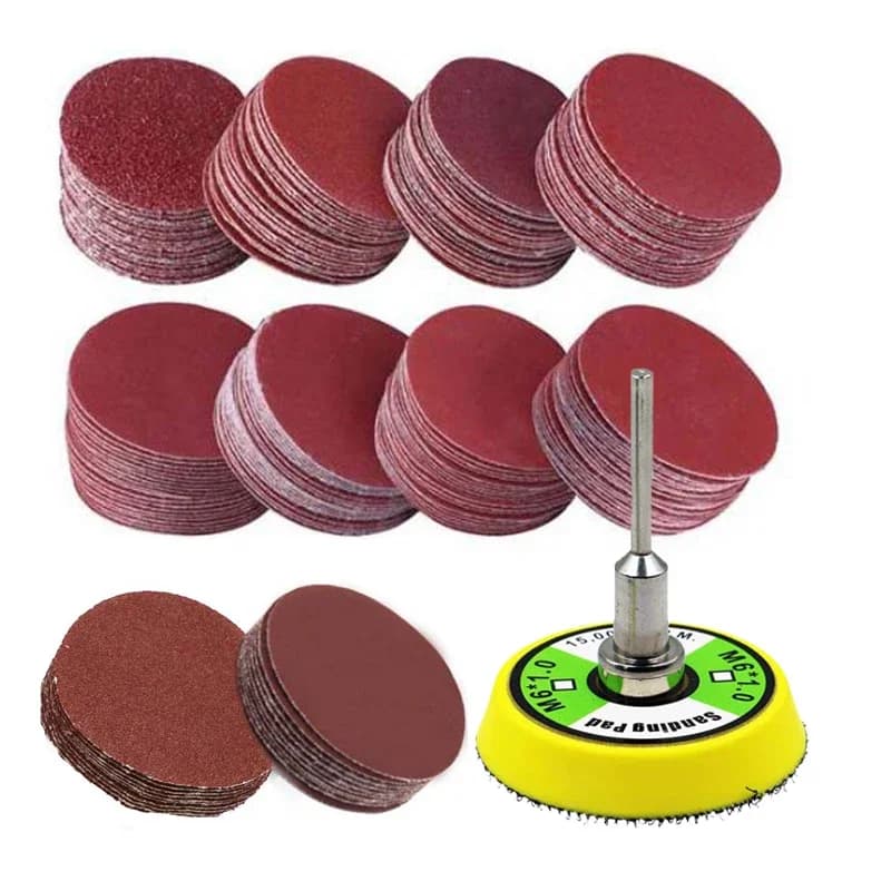 50-100 2 inch abrasive disc kit for rotary tools for drill grinder with support plate includes stained glass papers 60-2000
