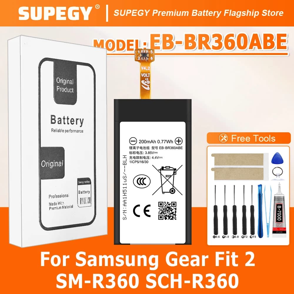 2026 Years 100% New EB-BR360abe Battery For Samsung Gear Fit 2 SM-R360 SCH-R360 Smart Watch Batteries+Free Tools
