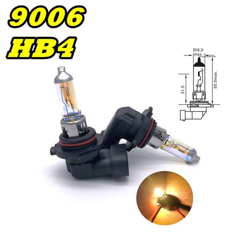 2 pezzi HB4 12V55W 9006 faro 2300K P22d lampada alogena Sostituisci aggiornamento Super giallo lampadine per auto a prova di pioggia e nebbia