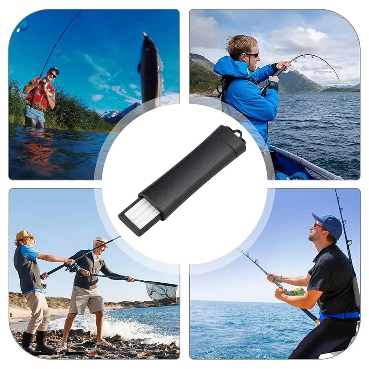 Harnesser for fishing hooks: compact ceramic tool for greater efficiency of the hook, fits easily in the equipment box