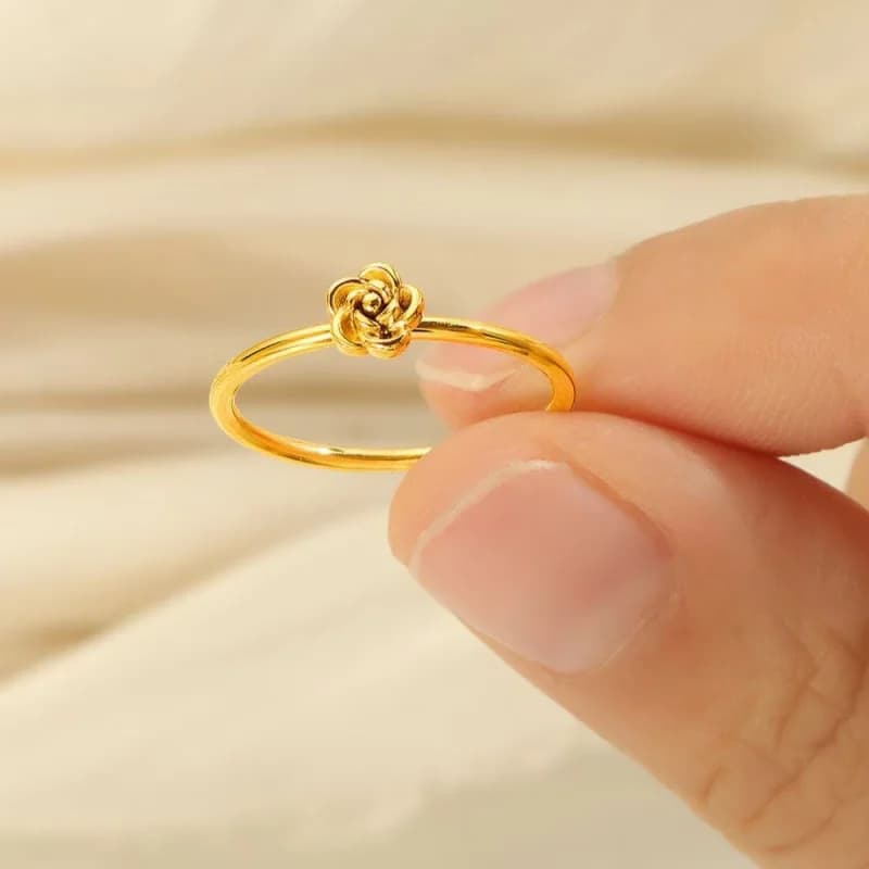 Trendy niche rose flower minimalist ring, fashionable, light luxury, high-end and elegant ring