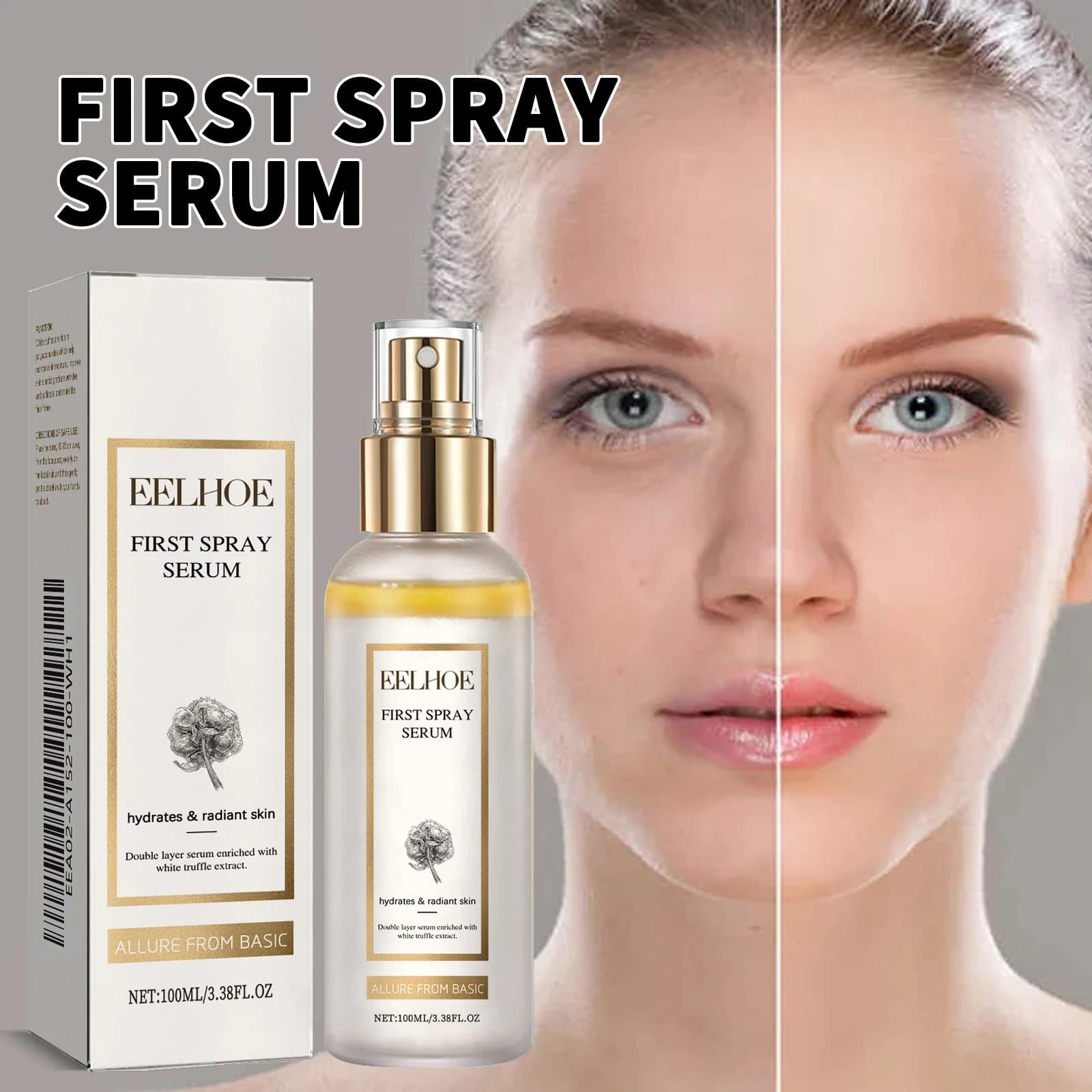Siero Viso Spray Idratante al Tartufo Bianco, Essenza Idratante per Restringere i Pori, Riparazione della Pelle, Prodotto per la Cura della Pelle Illuminante 100ml