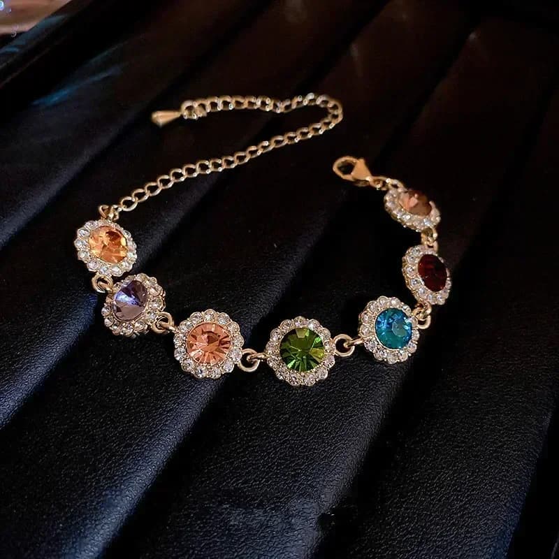 Lussuoso braccialetto a catena di cristallo colorato per le donne moda accessorio quotidiano personalizzato gioielli per feste regalo di anniversario di compleanno