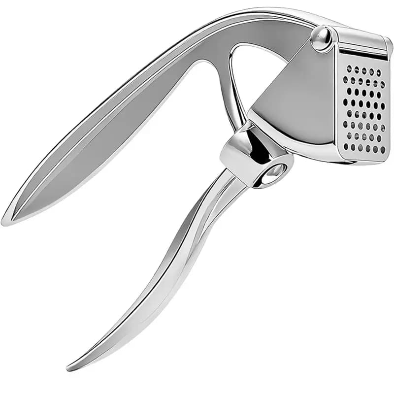 ABBO-Spremiaglio - Acciaio inossidabile, lavabile in lavastoviglie, tritatutto in metallo resistente con impugnatura ergonomica, facile da pulire (Argento)