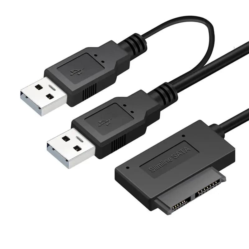 DT1414~USB2.0 to 6+7 13Pin Slimline Slim SATA Cable with External USB 2.0 Power Supply for Laptop CD-ROM DVD-ROM ODD Adapter