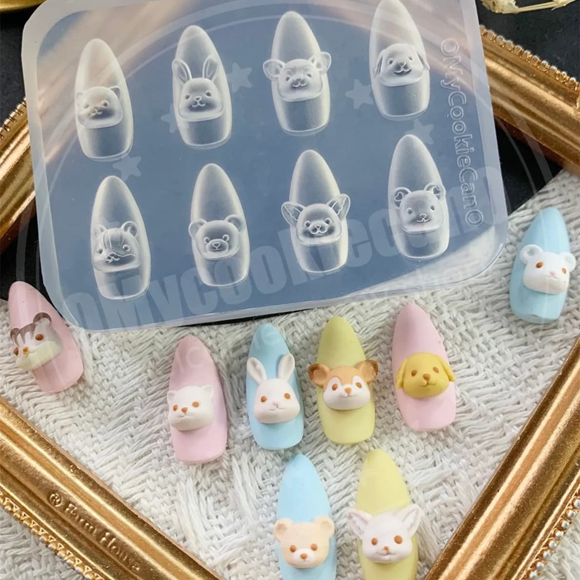 1pc gelato crema alla fragola biscotto strega stampo acrilico 3D decorazioni per unghie artistiche gatto design fai da te stampo per unghie in silicone per nail art